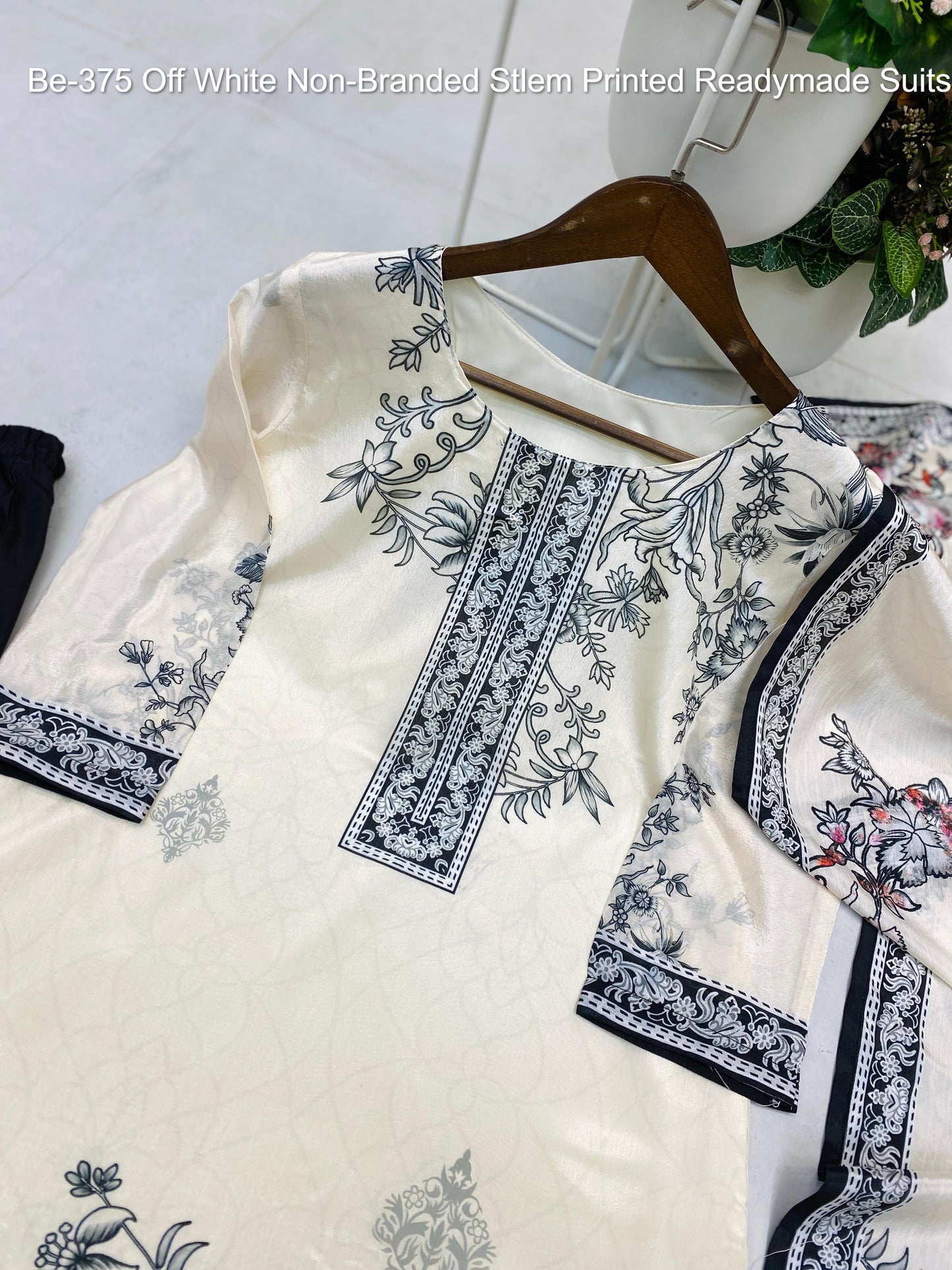 Be-375 Off White Non-Branded Stlem Printed Readymade Suits