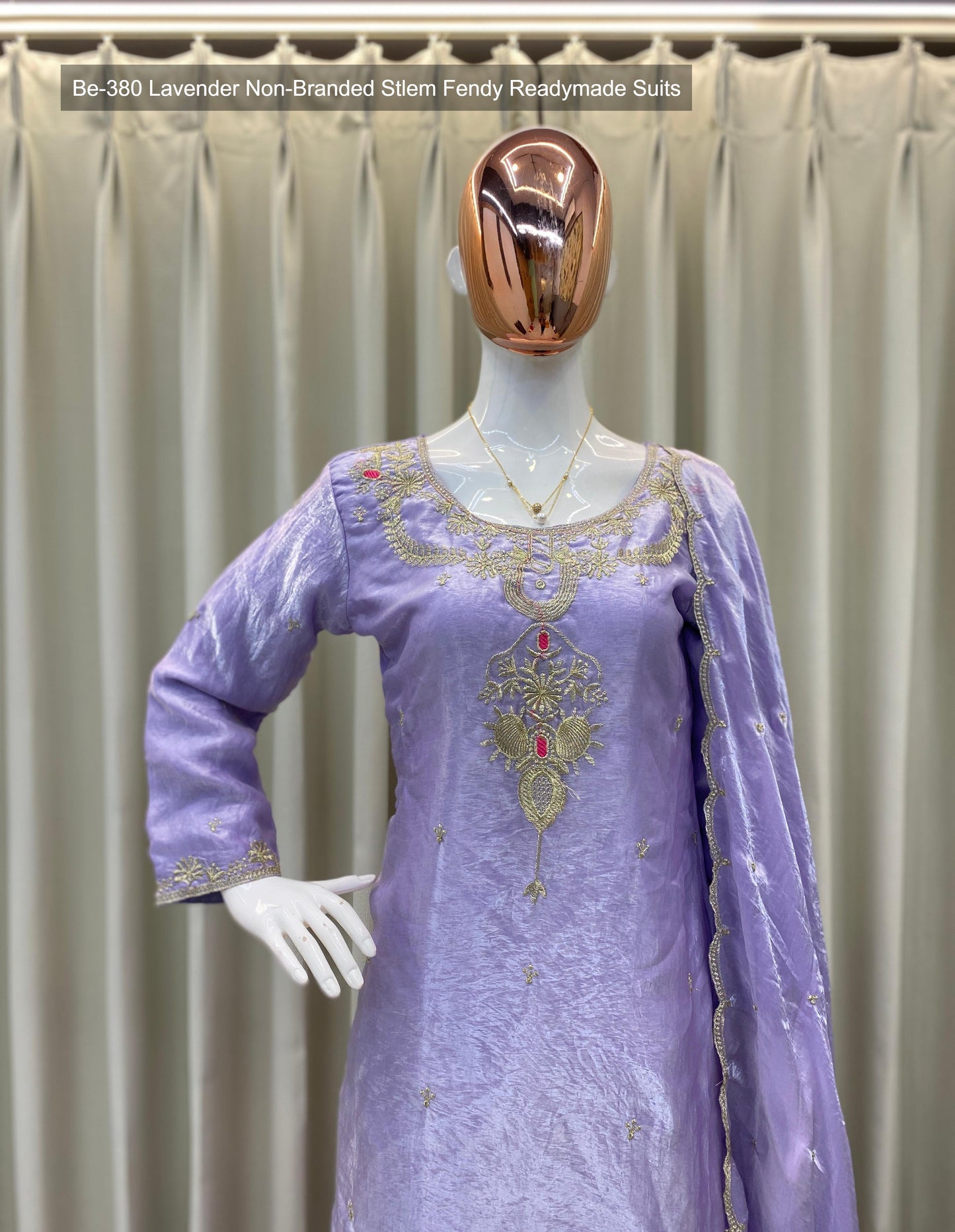 Be-380 Lavender Non-Branded Stlem Fendy Readymade Suits