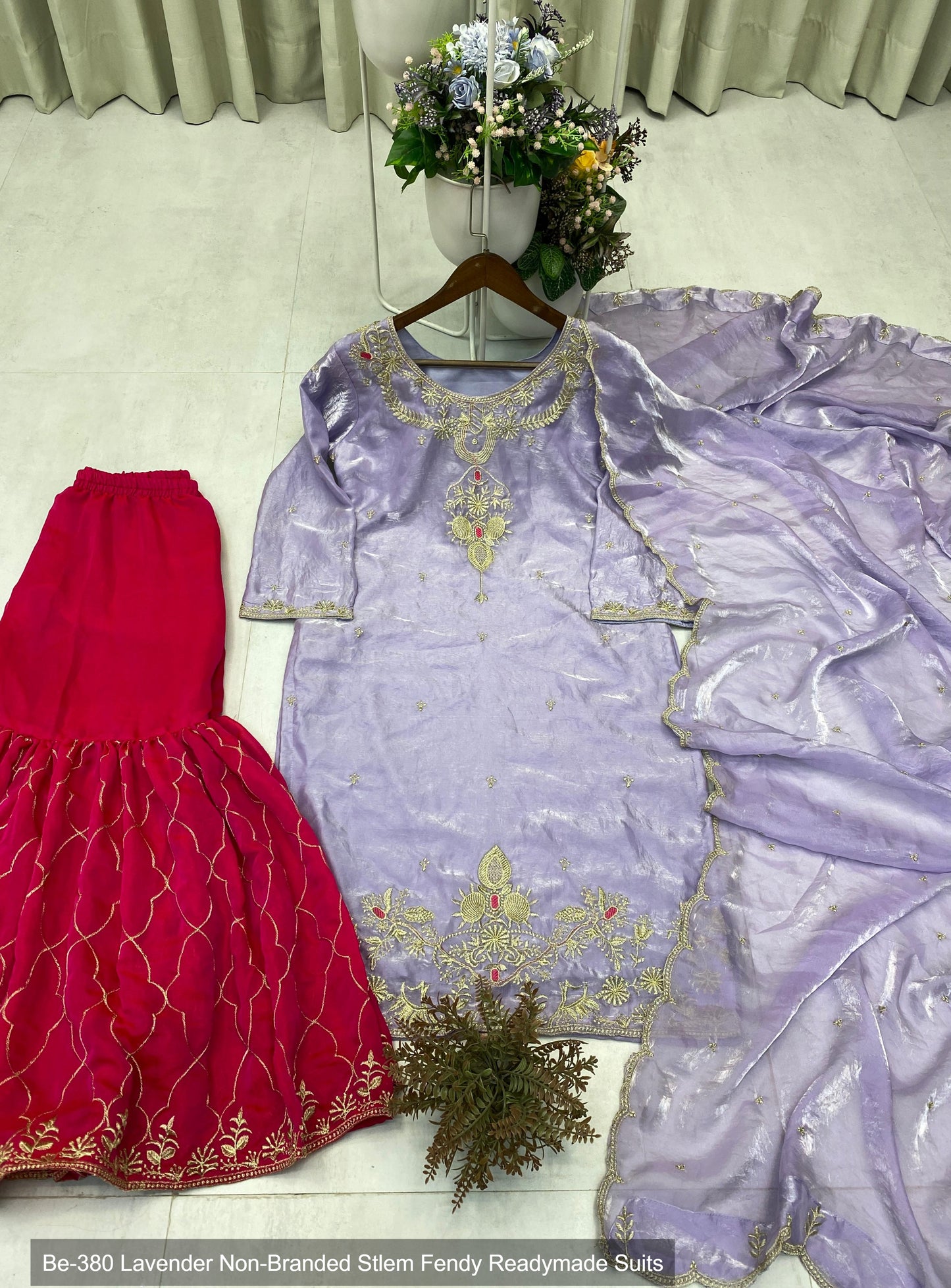 Be-380 Lavender Non-Branded Stlem Fendy Readymade Suits