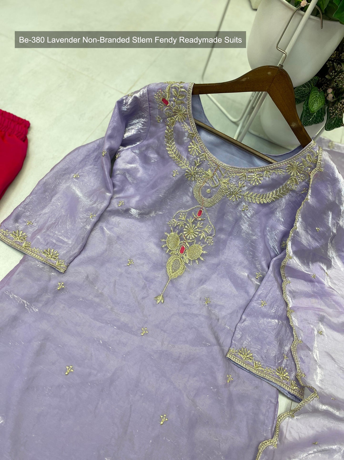 Be-380 Lavender Non-Branded Stlem Fendy Readymade Suits