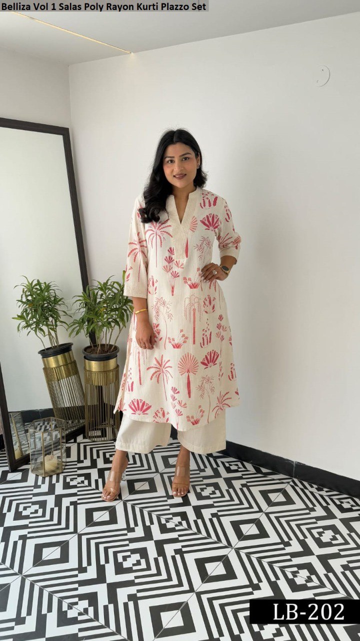Belliza Vol 1 Salas Poly Rayon Kurti Plazzo Set