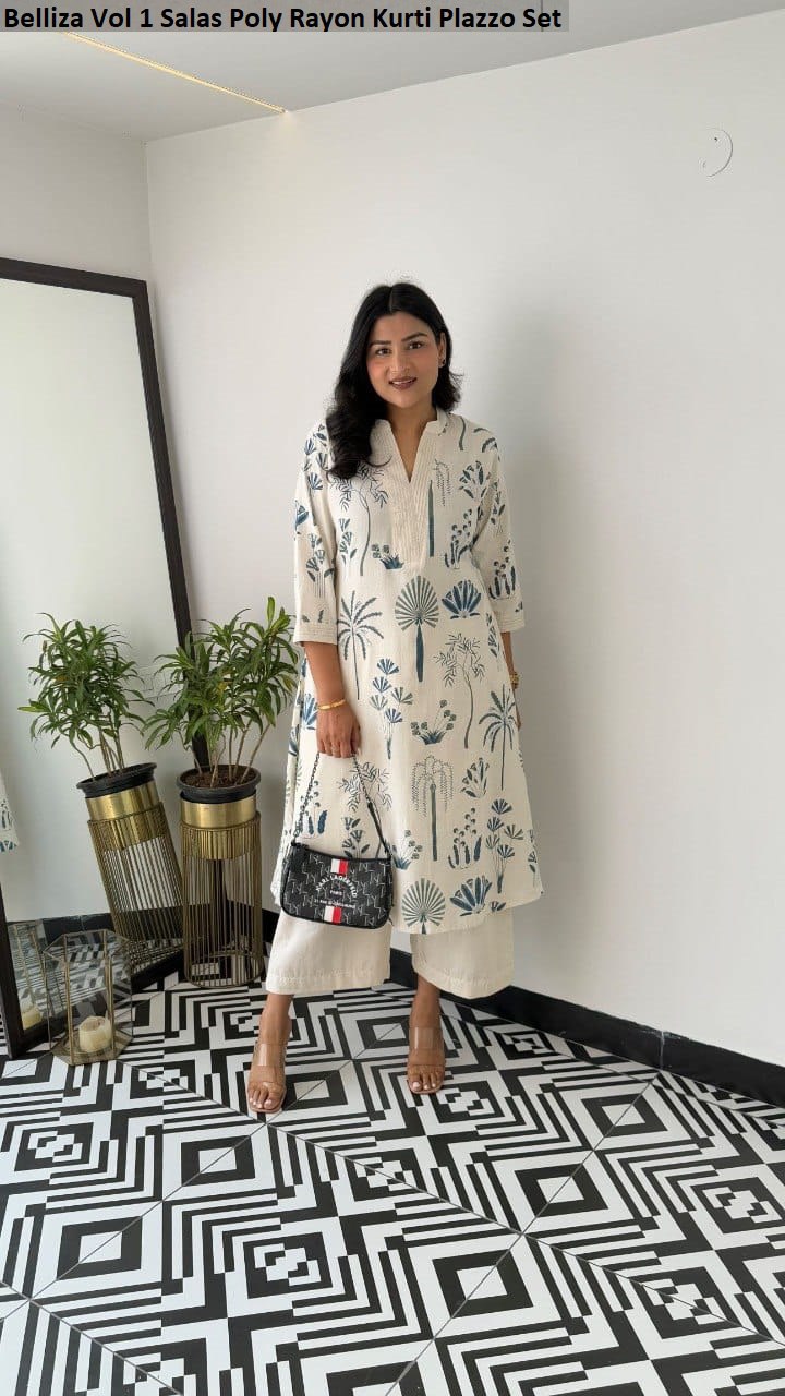 Belliza Vol 1 Salas Poly Rayon Kurti Plazzo Set