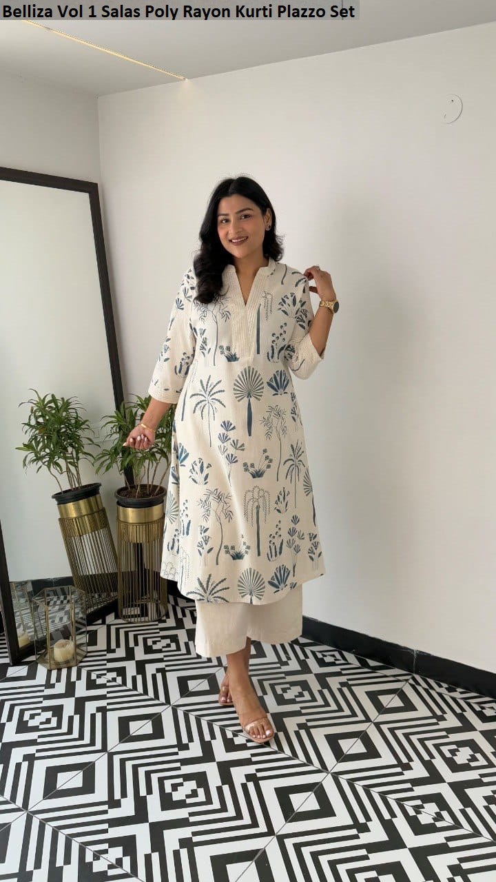 Belliza Vol 1 Salas Poly Rayon Kurti Plazzo Set