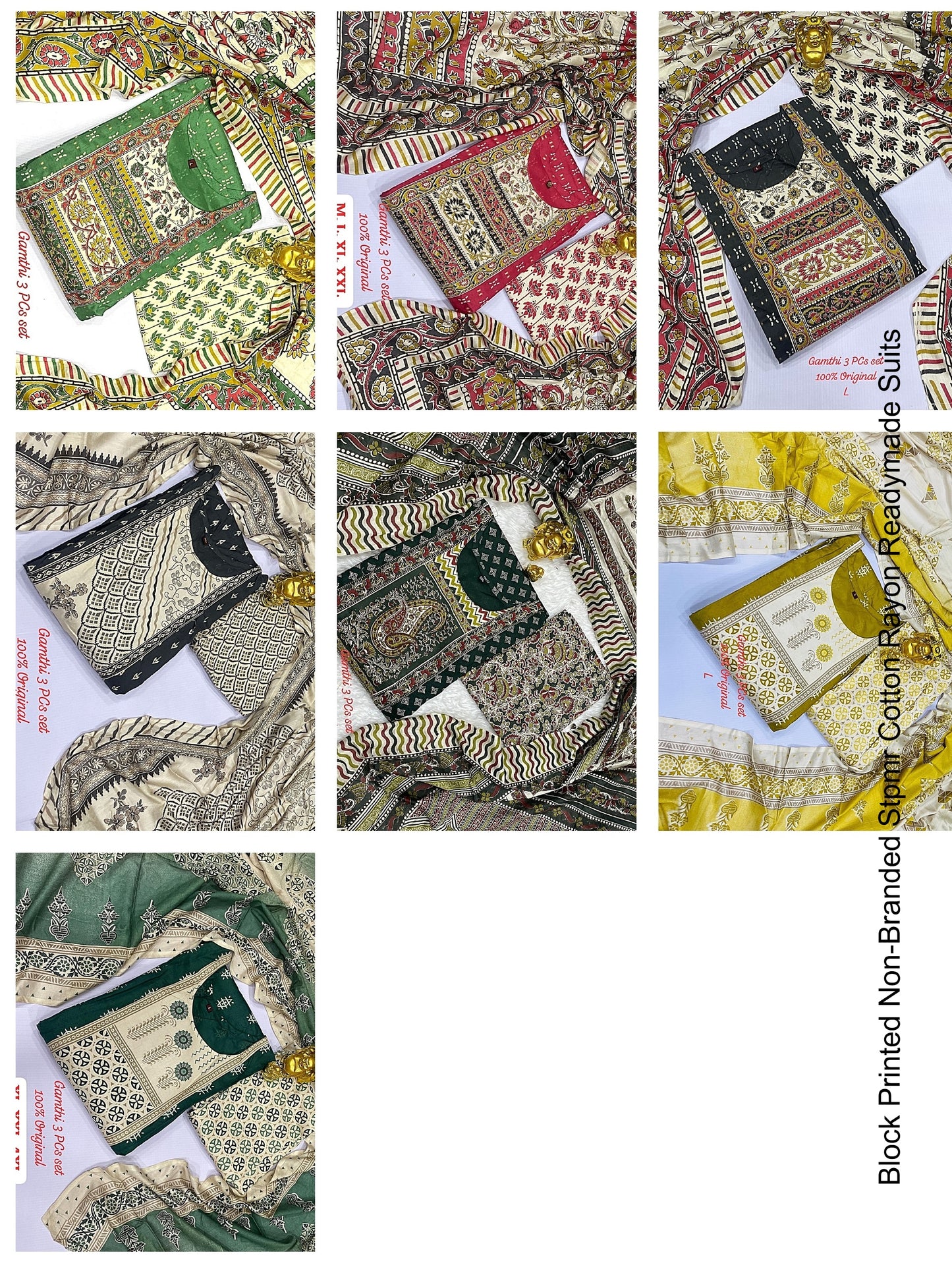Block Printed Non-Branded Stpmr Cotton Rayon Readymade Suits