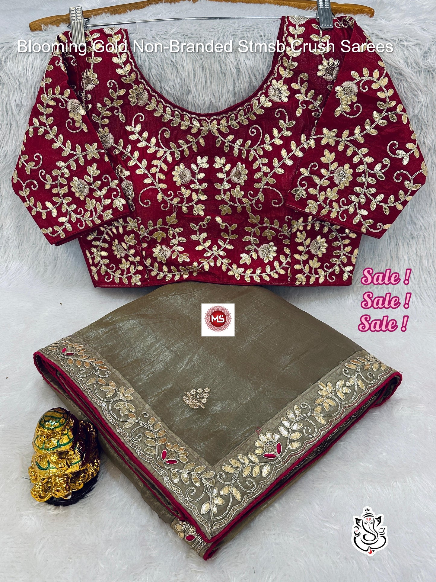 Blooming Gold Non-Branded Stmsb Crush Sarees