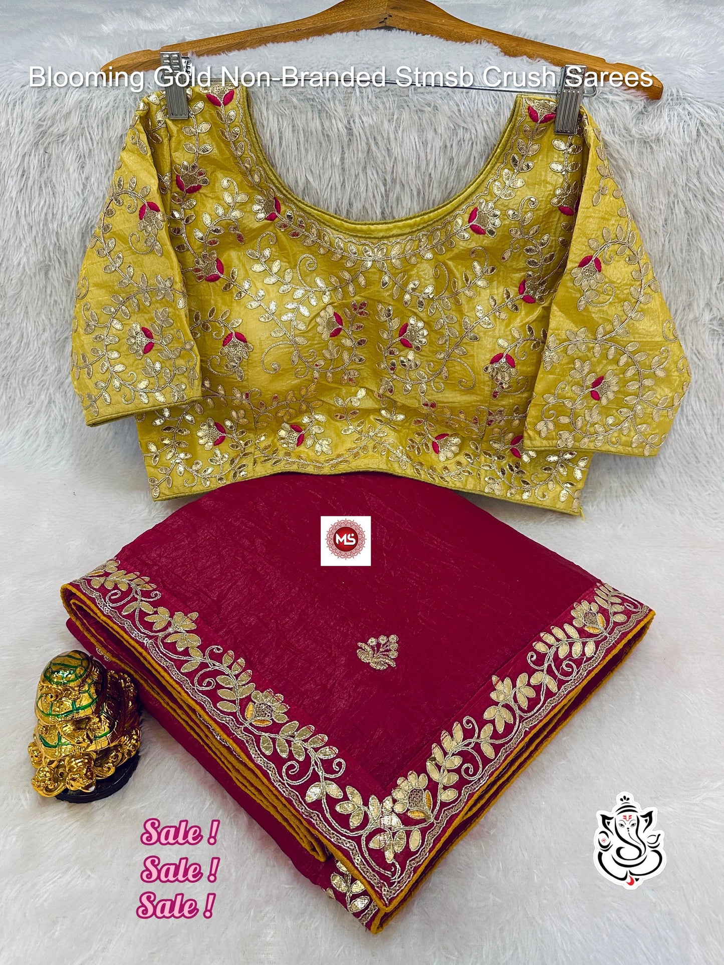 Blooming Gold Non-Branded Stmsb Crush Sarees