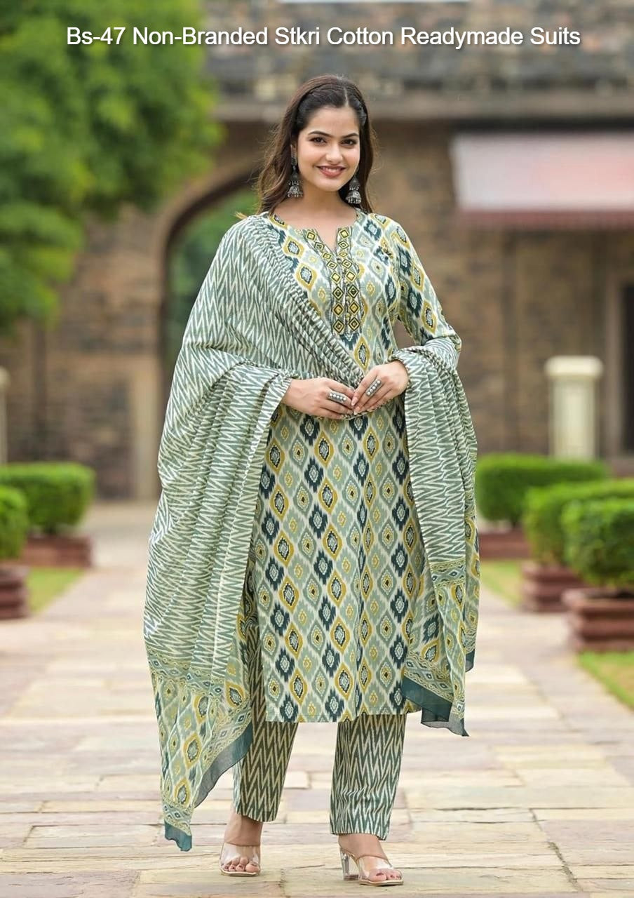 Bs-47 Non-Branded Stkri Cotton Readymade Suits