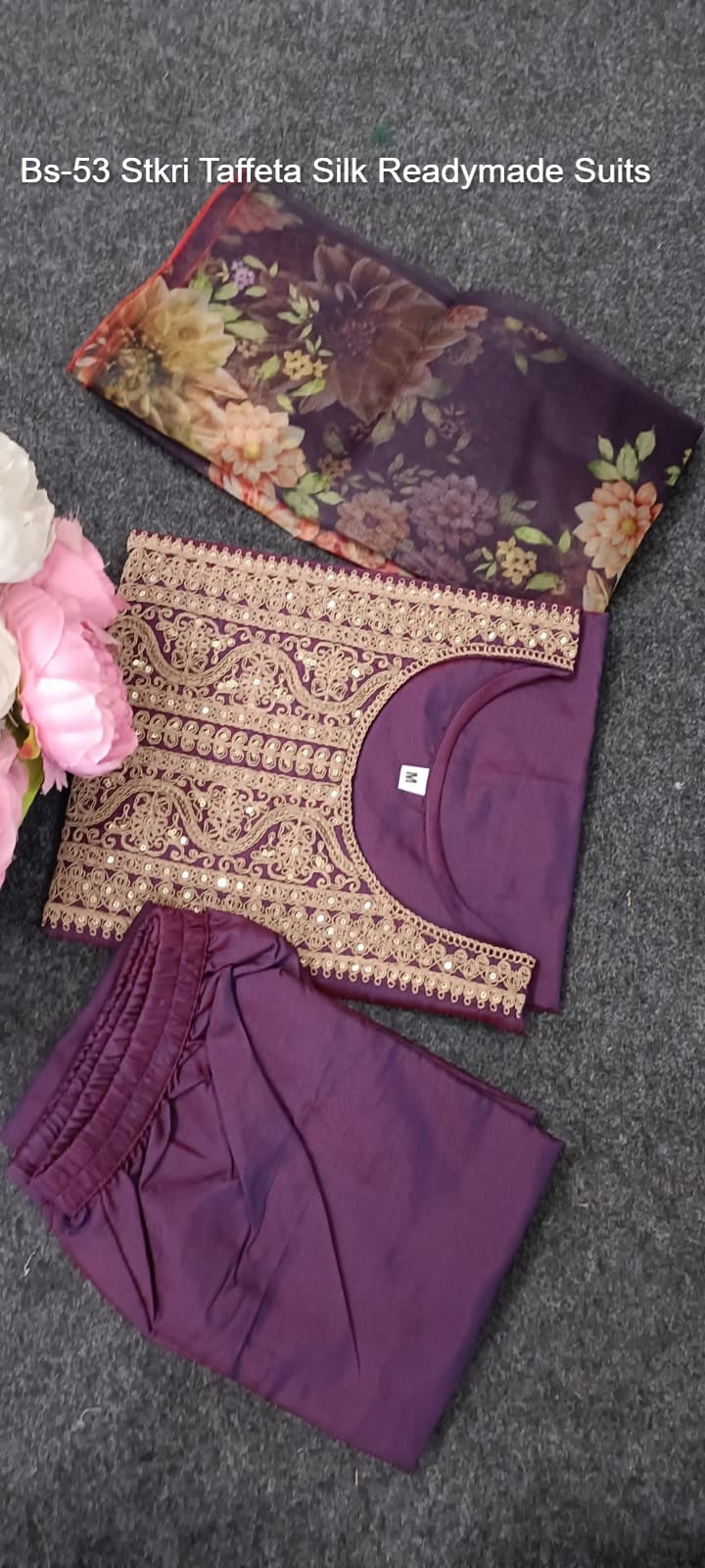 Bs-53 Stkri Taffeta Silk Readymade Suits