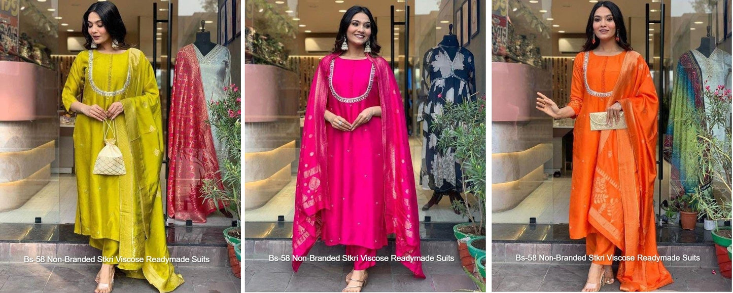 Bs-58 Non-Branded Stkri Viscose Readymade Suits