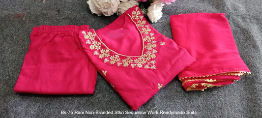 Bs-75 Rani Non-Branded Stkri Sequence Work Readymade Suits