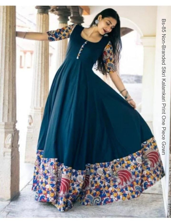 Bs-85 Non-Branded Stkri Kalamkari Print One Piece Gown