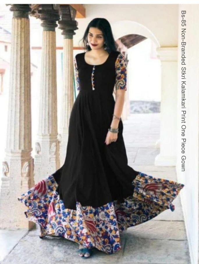 Bs-85 Non-Branded Stkri Kalamkari Print One Piece Gown