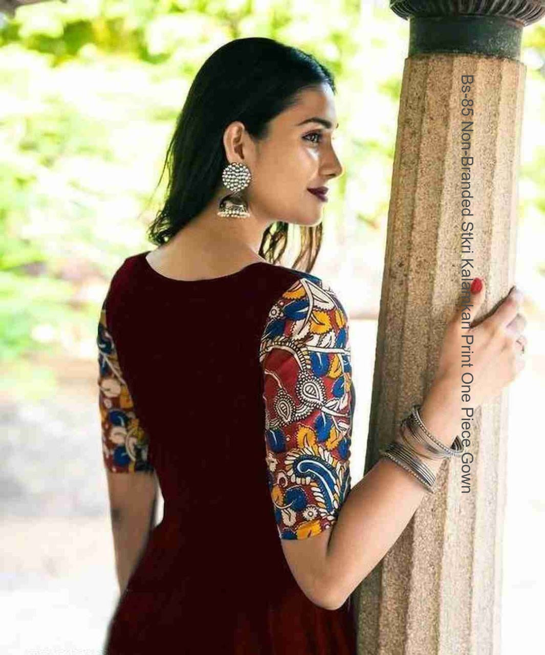 Bs-85 Non-Branded Stkri Kalamkari Print One Piece Gown