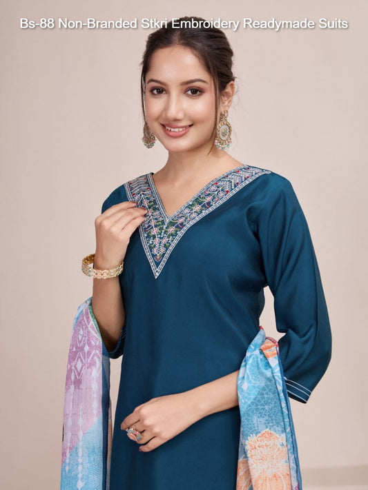 Bs-88 Non-Branded Stkri Embroidery Readymade Suits