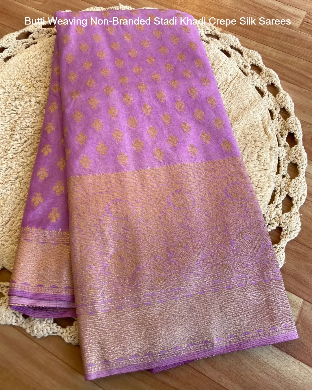 Butti Weaving Non-Branded Stadi Khadi Crepe Silk Sarees