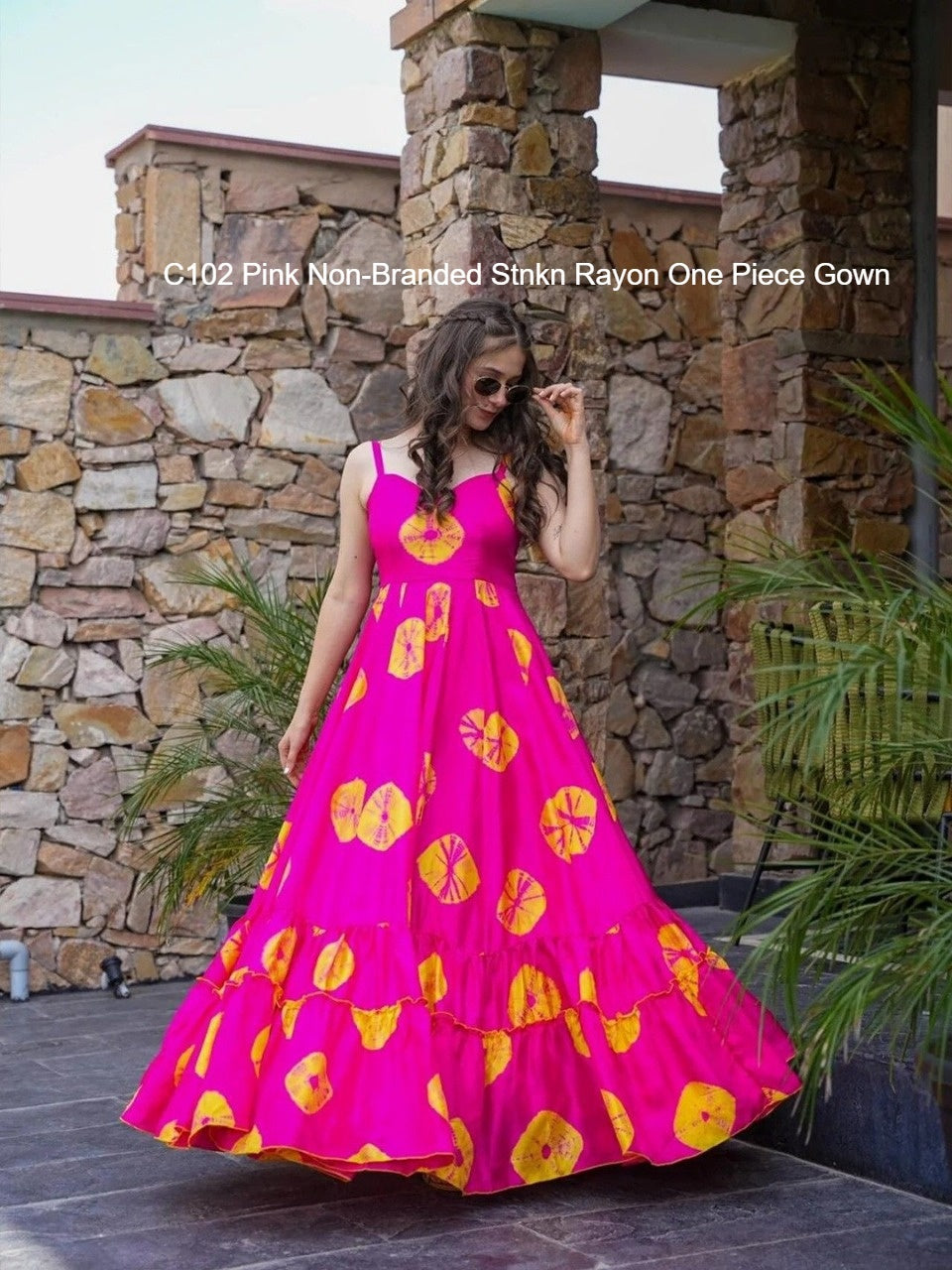 C102 Pink Non-Branded Stnkn Rayon One Piece Gown