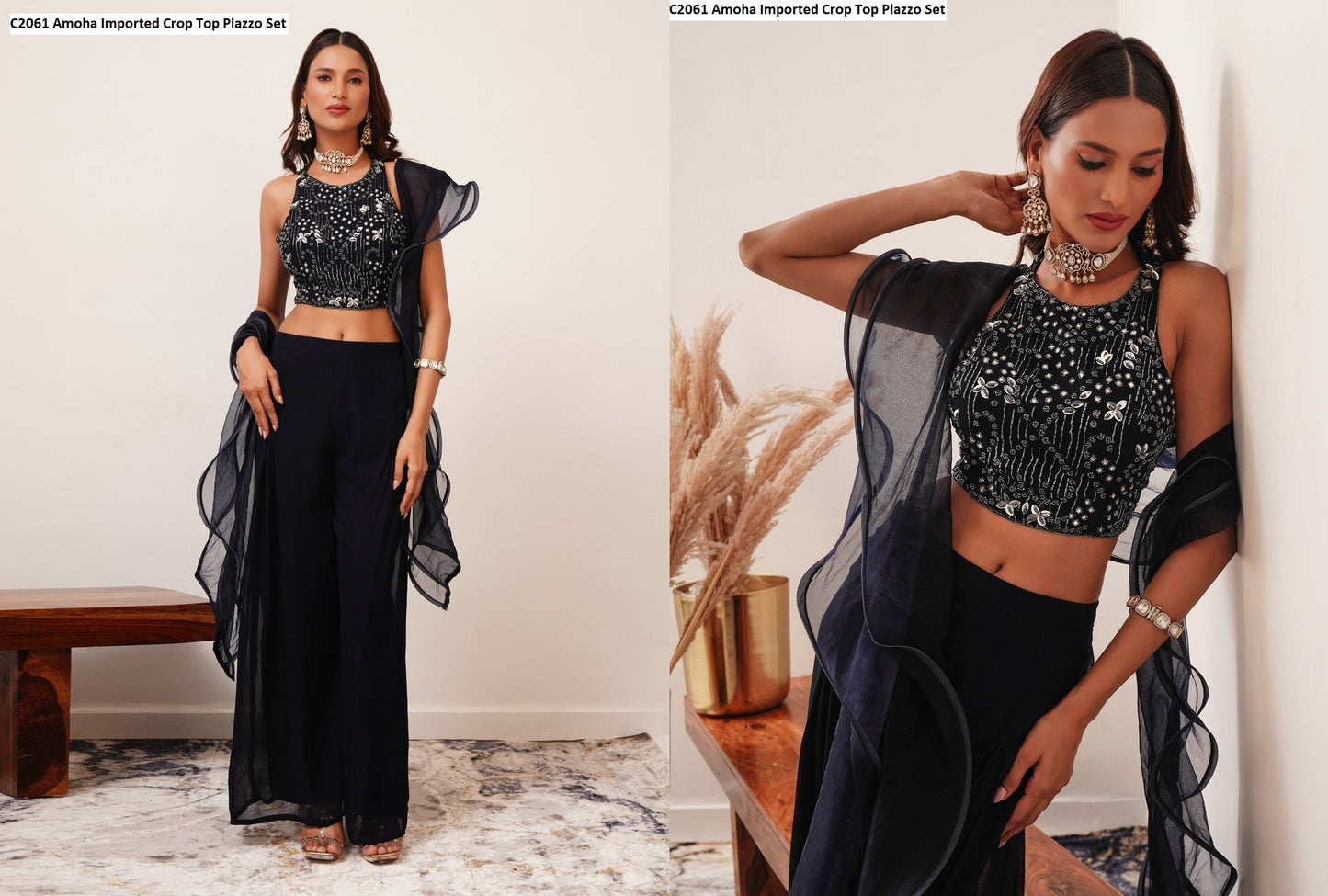 C2061 Amoha Imported Crop Top Plazzo Set