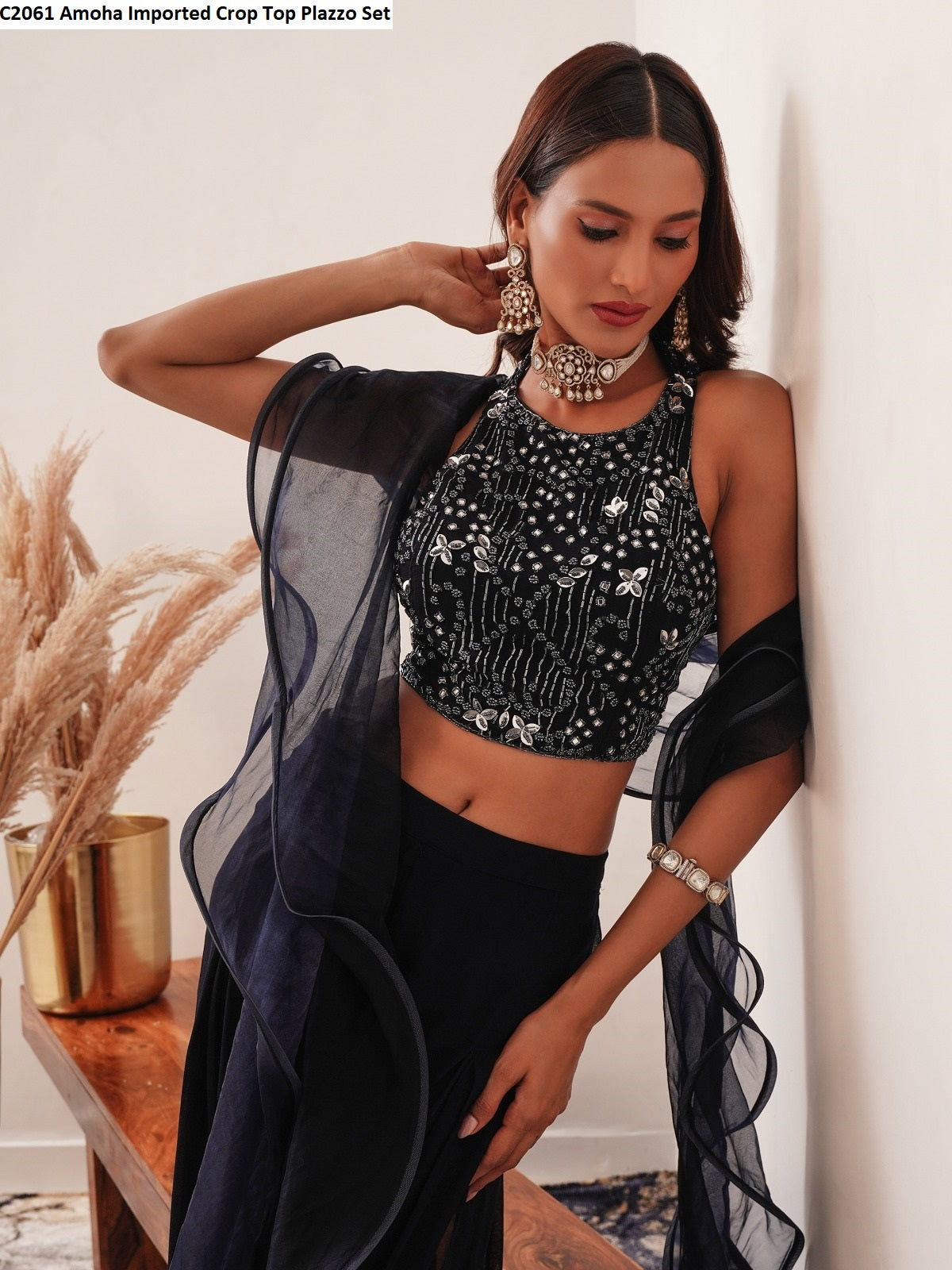 C2061 Amoha Imported Crop Top Plazzo Set
