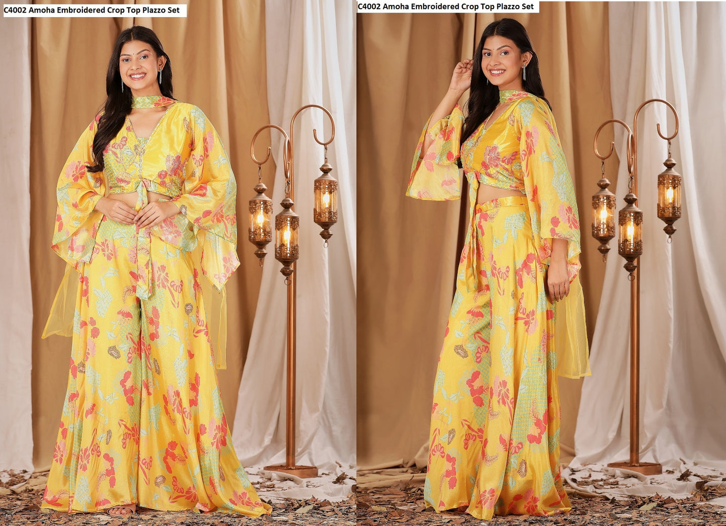 C4002 Amoha Embroidered Crop Top Plazzo Set