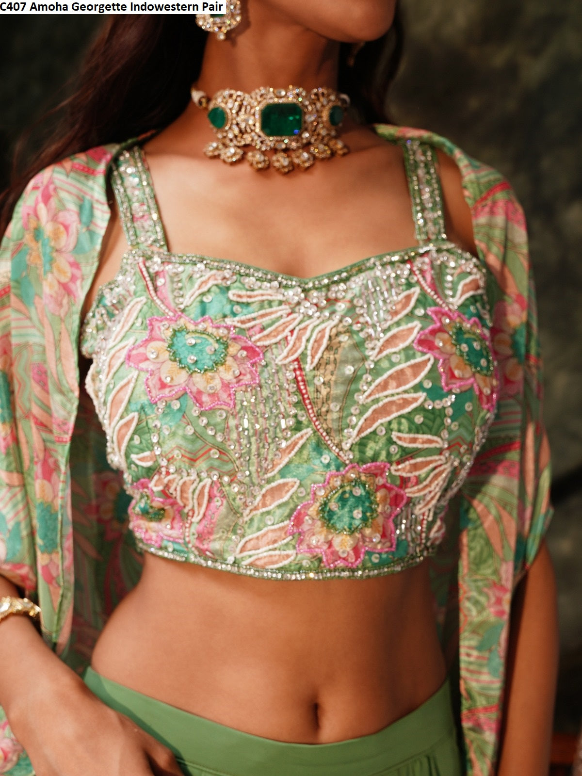 C407 Amoha Georgette Indowestern Pair
