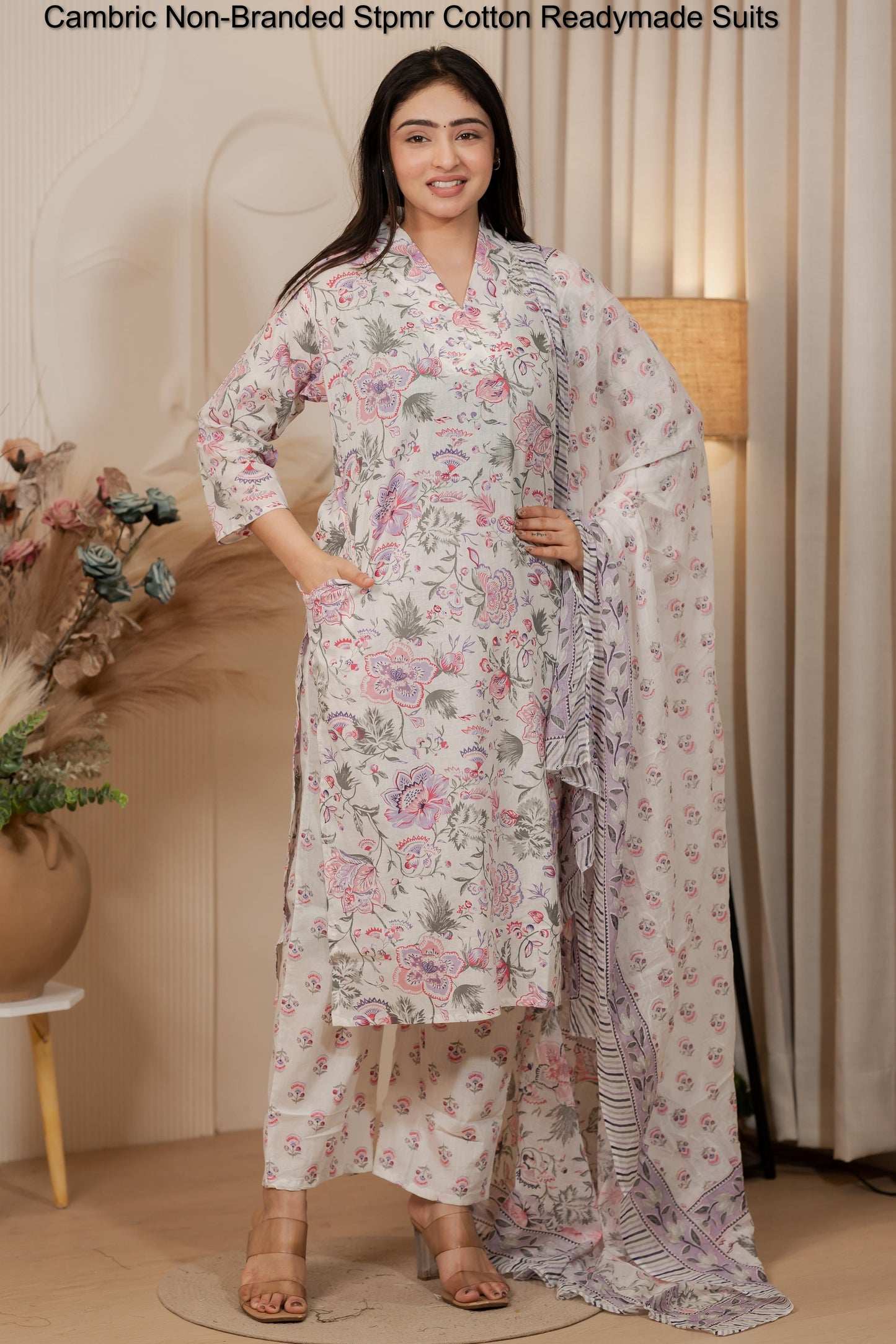 Cambric Non-Branded Stpmr Cotton Readymade Suits