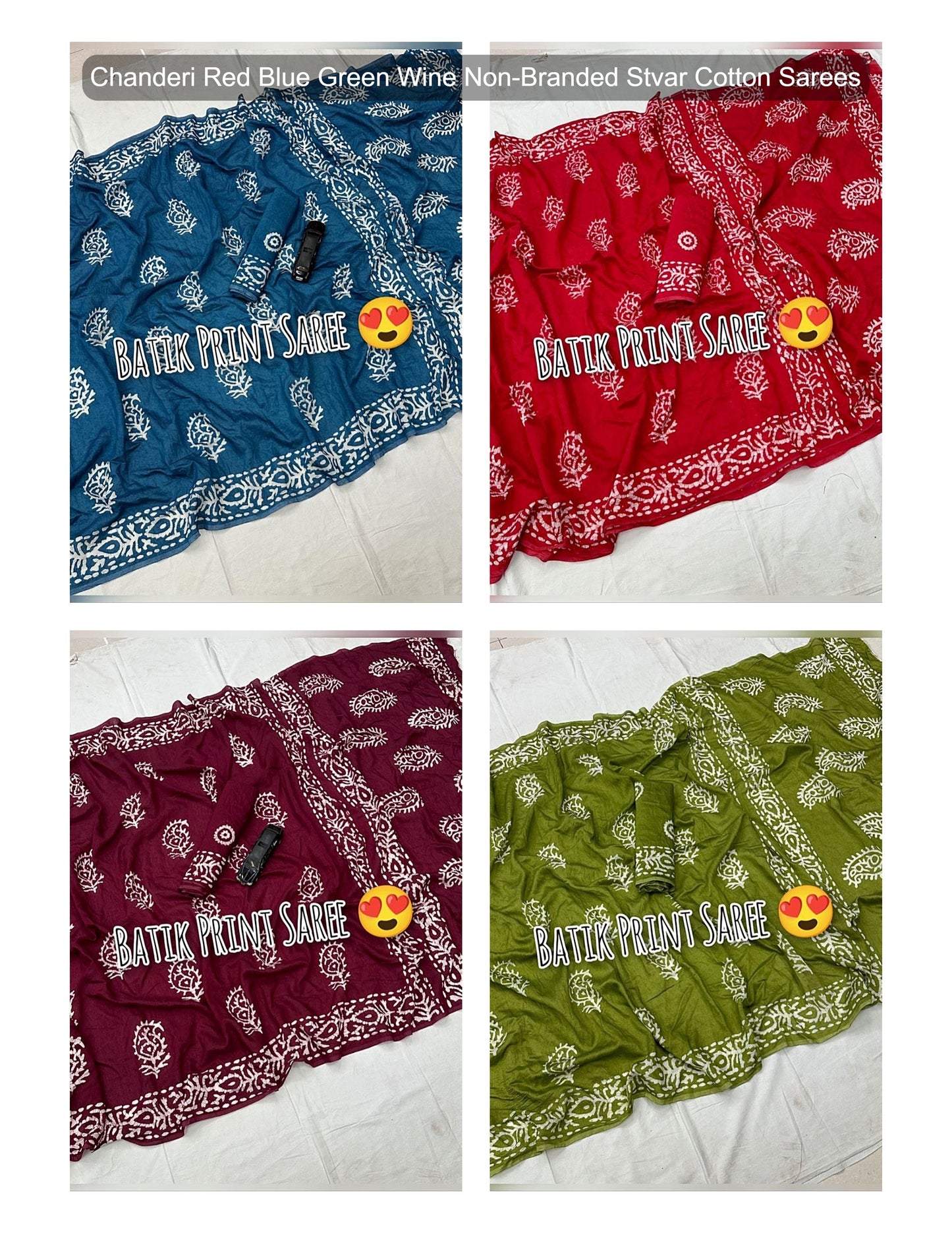 Chanderi Red Blue Green Wine Non-Branded Stvar Cotton Sarees