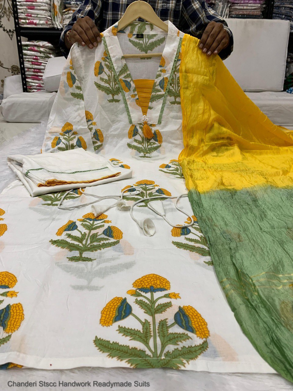 Chanderi Stscc Handwork Readymade Suits