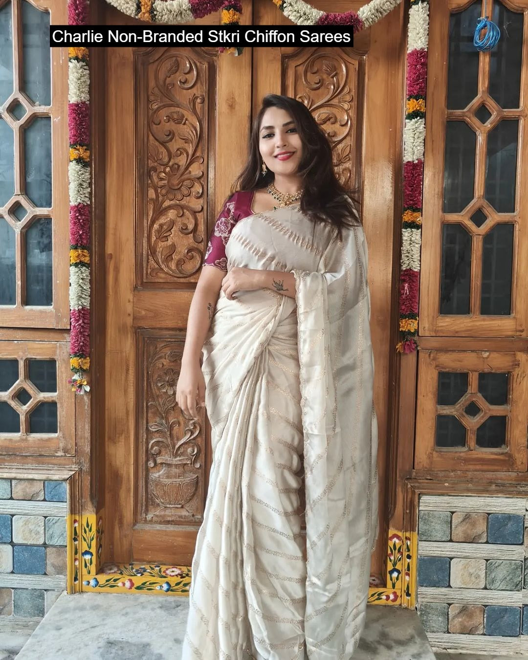 Charlie Non-Branded Stkri Chiffon Sarees