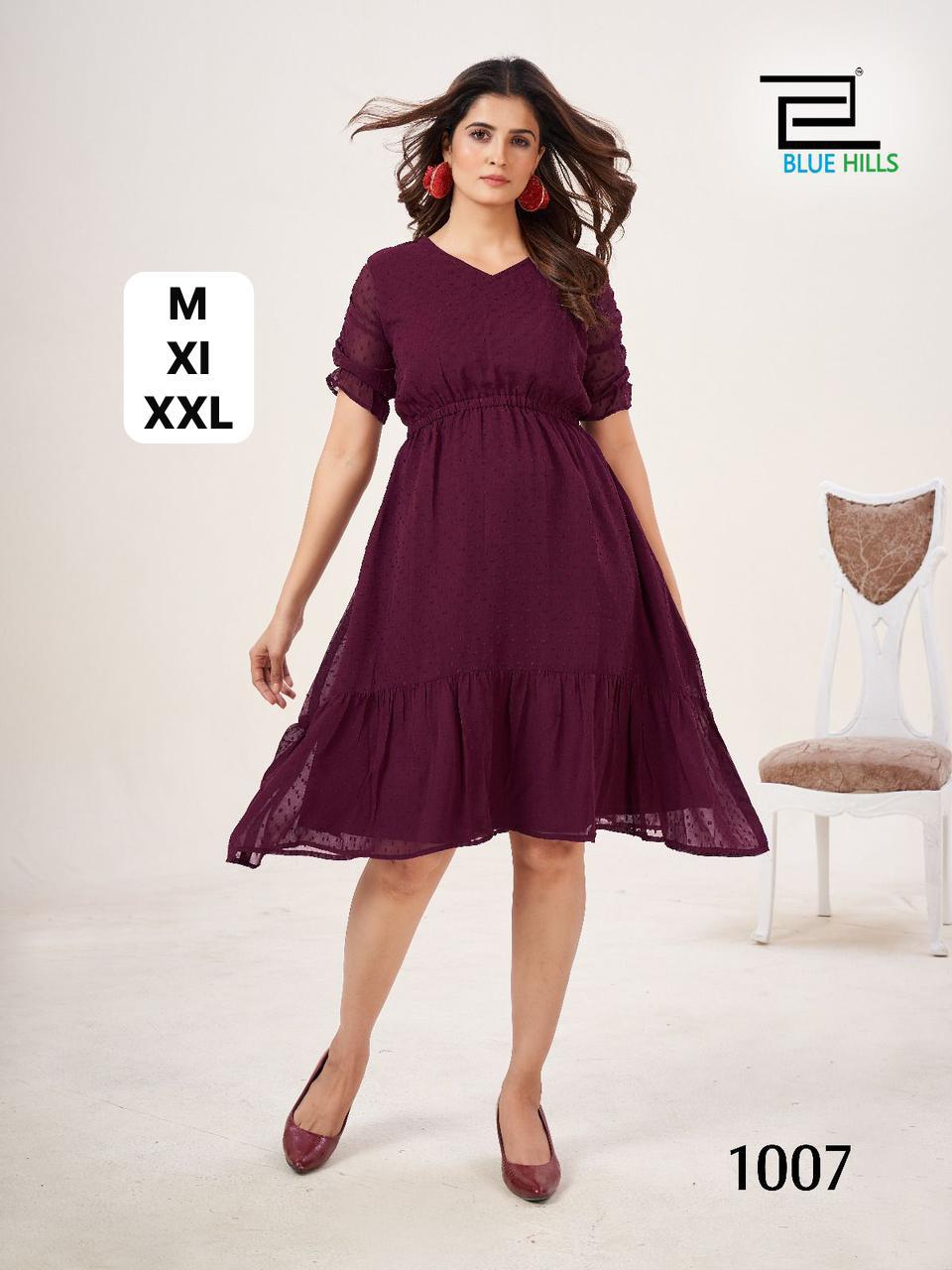 Charming 1007 Bluehills Georgette Western Dress