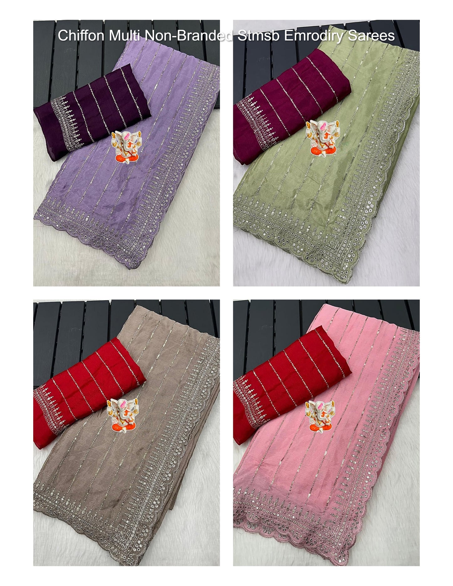 Chiffon Multi Non-Branded Stmsb Emrodiry Sarees