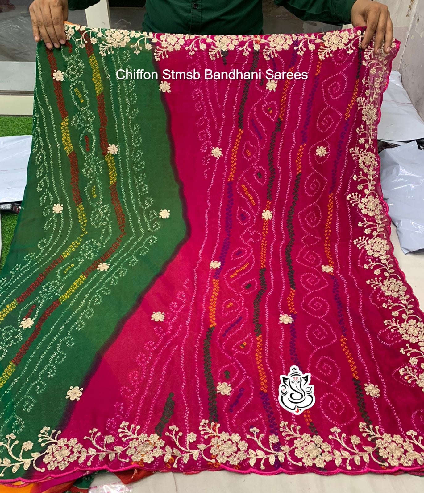 Chiffon Stmsb Bandhani Sarees