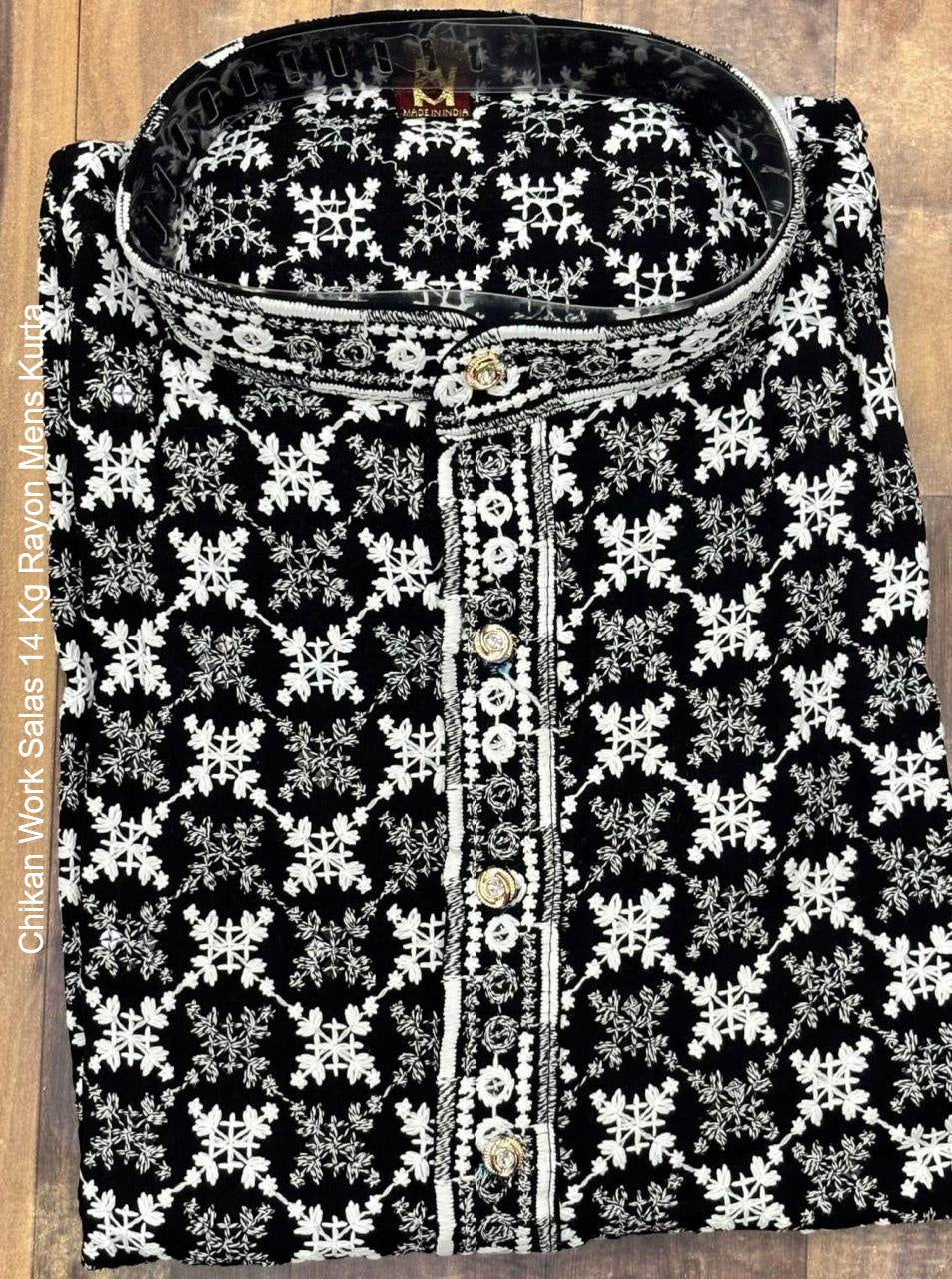 Chikan Work Salas 14 Kg Rayon Mens Kurta