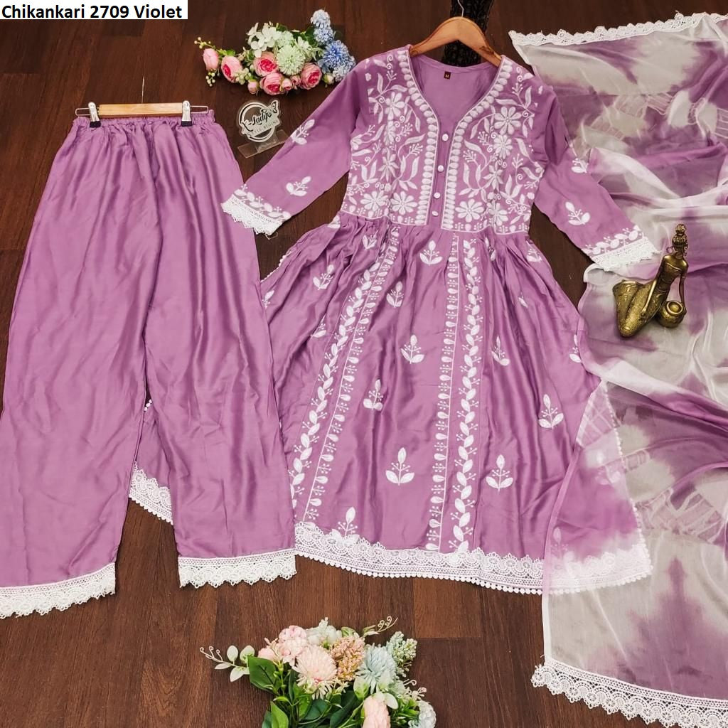 Chikankari 2709 Violet Pavitra Sharma Festival Special Readymade Suits