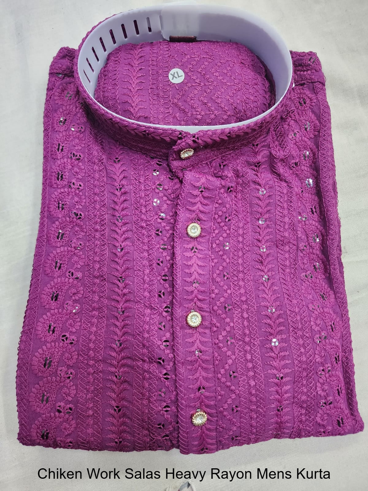 Chiken Work Salas Heavy Rayon Mens Kurta