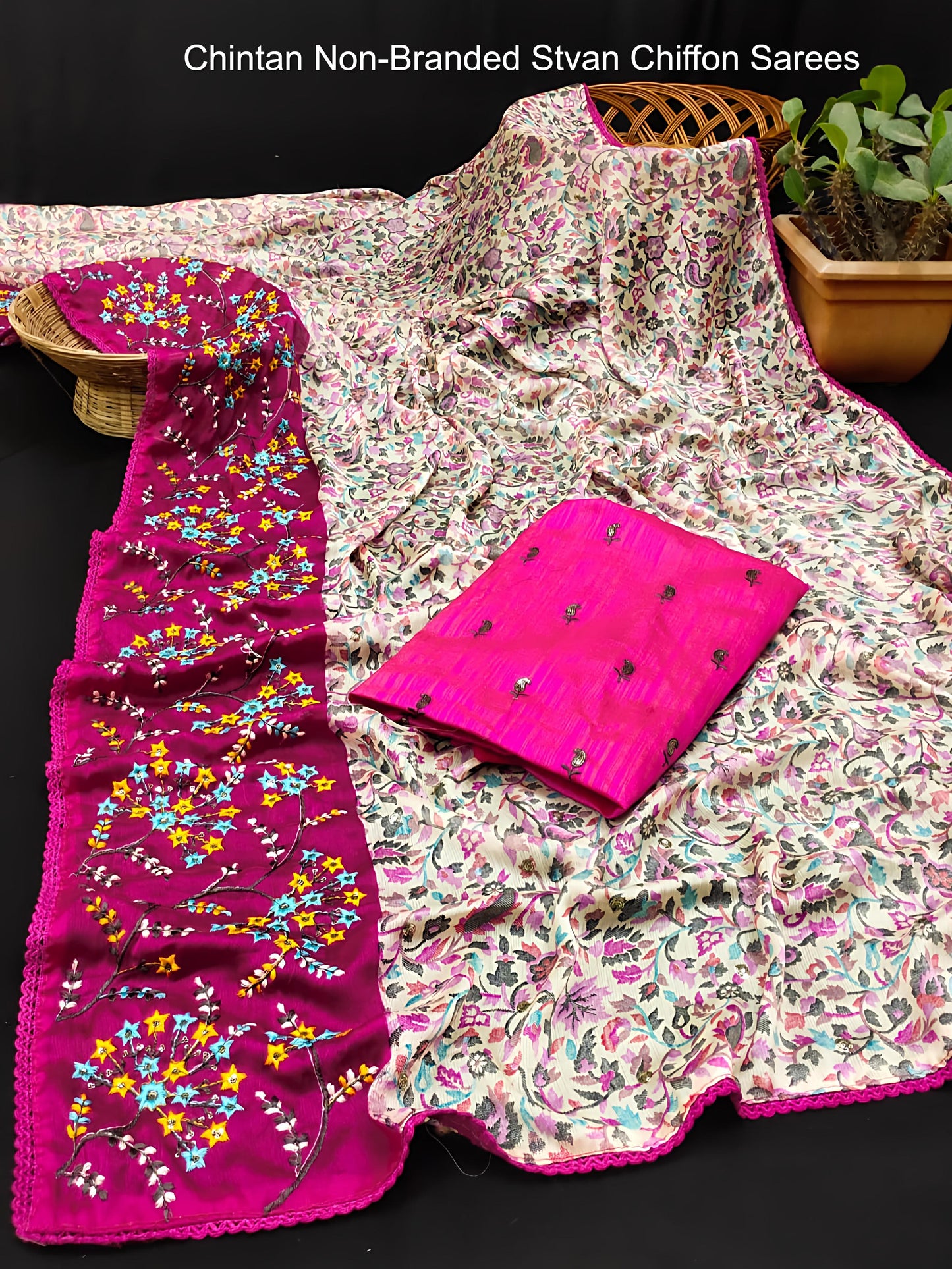 Chintan Non-Branded Stvan Chiffon Sarees