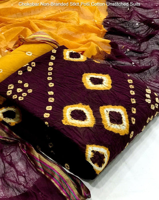 Chokobar Non-Branded Stktt Potli Cotton Unstitched Suits