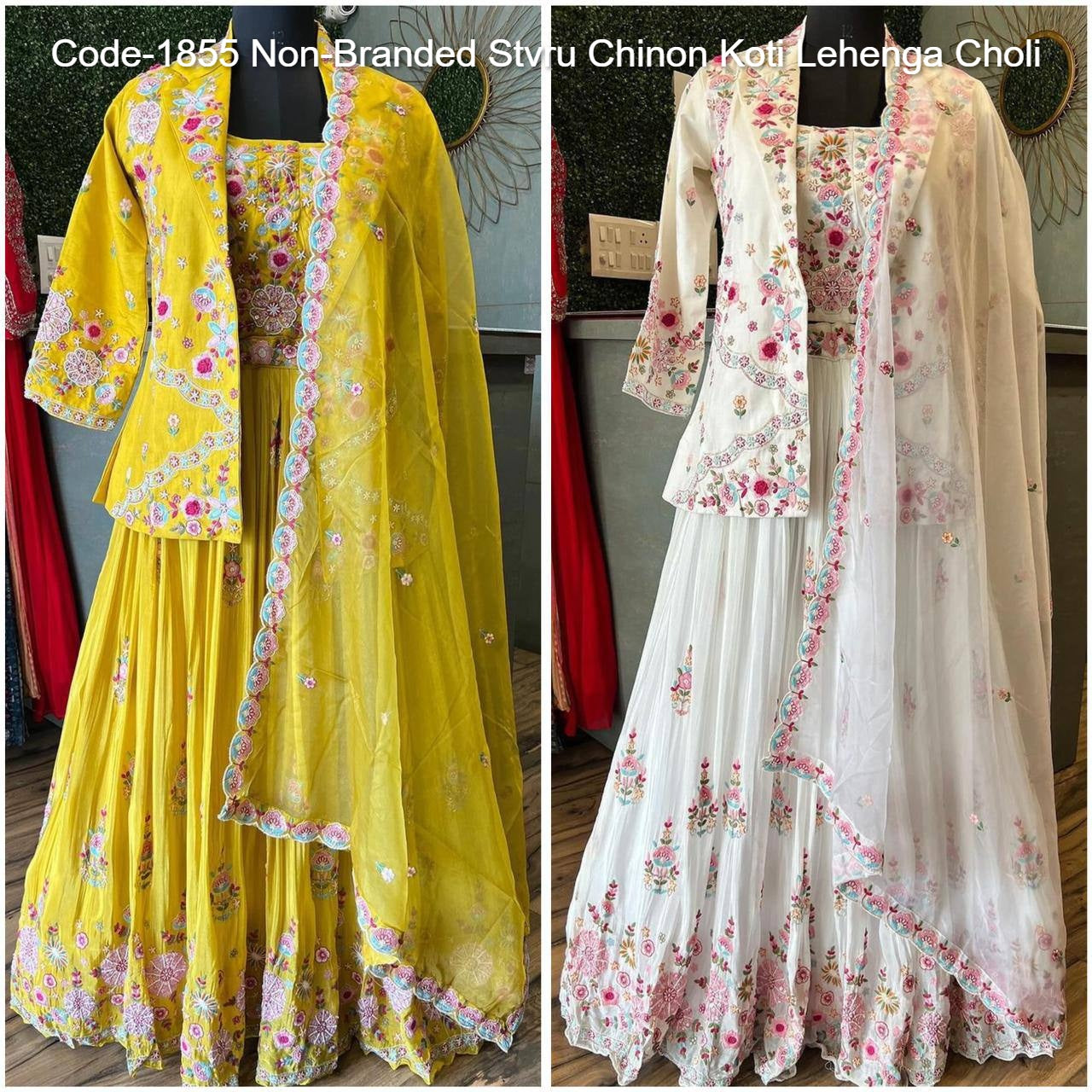 Code-1855 Non-Branded Stvru Chinon Koti Lehenga Choli