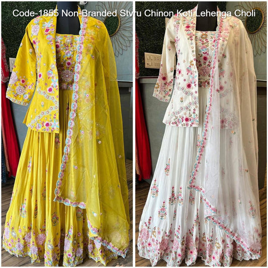 Code-1855 Non-Branded Stvru Chinon Koti Lehenga Choli