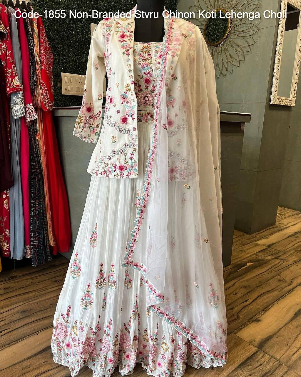 Code-1855 Non-Branded Stvru Chinon Koti Lehenga Choli