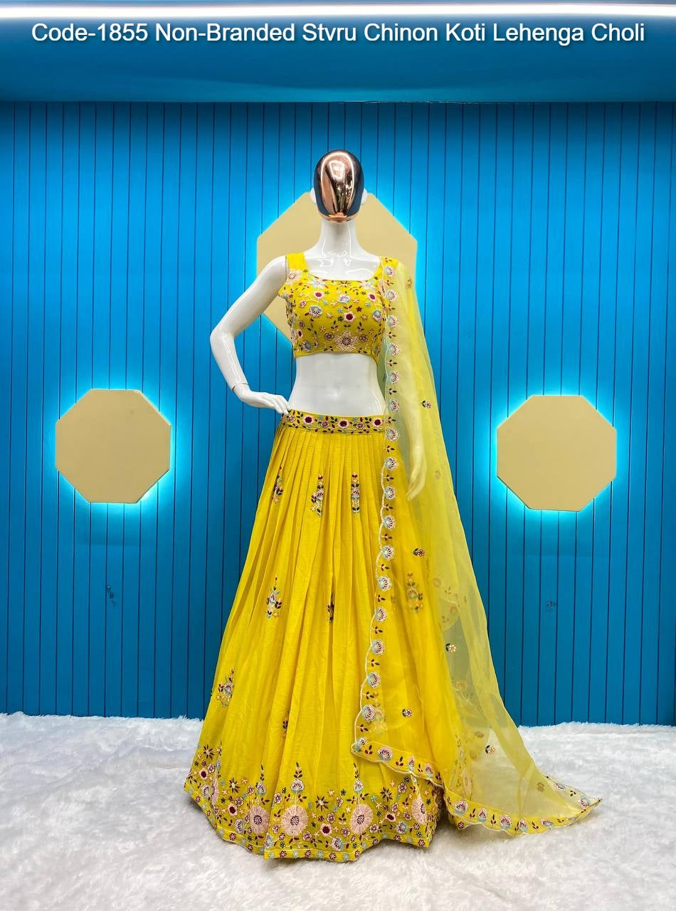 Code-1855 Non-Branded Stvru Chinon Koti Lehenga Choli