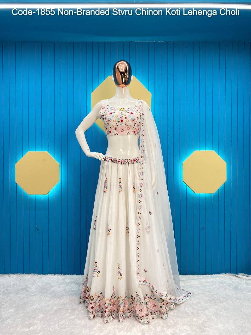 Code-1855 Non-Branded Stvru Chinon Koti Lehenga Choli