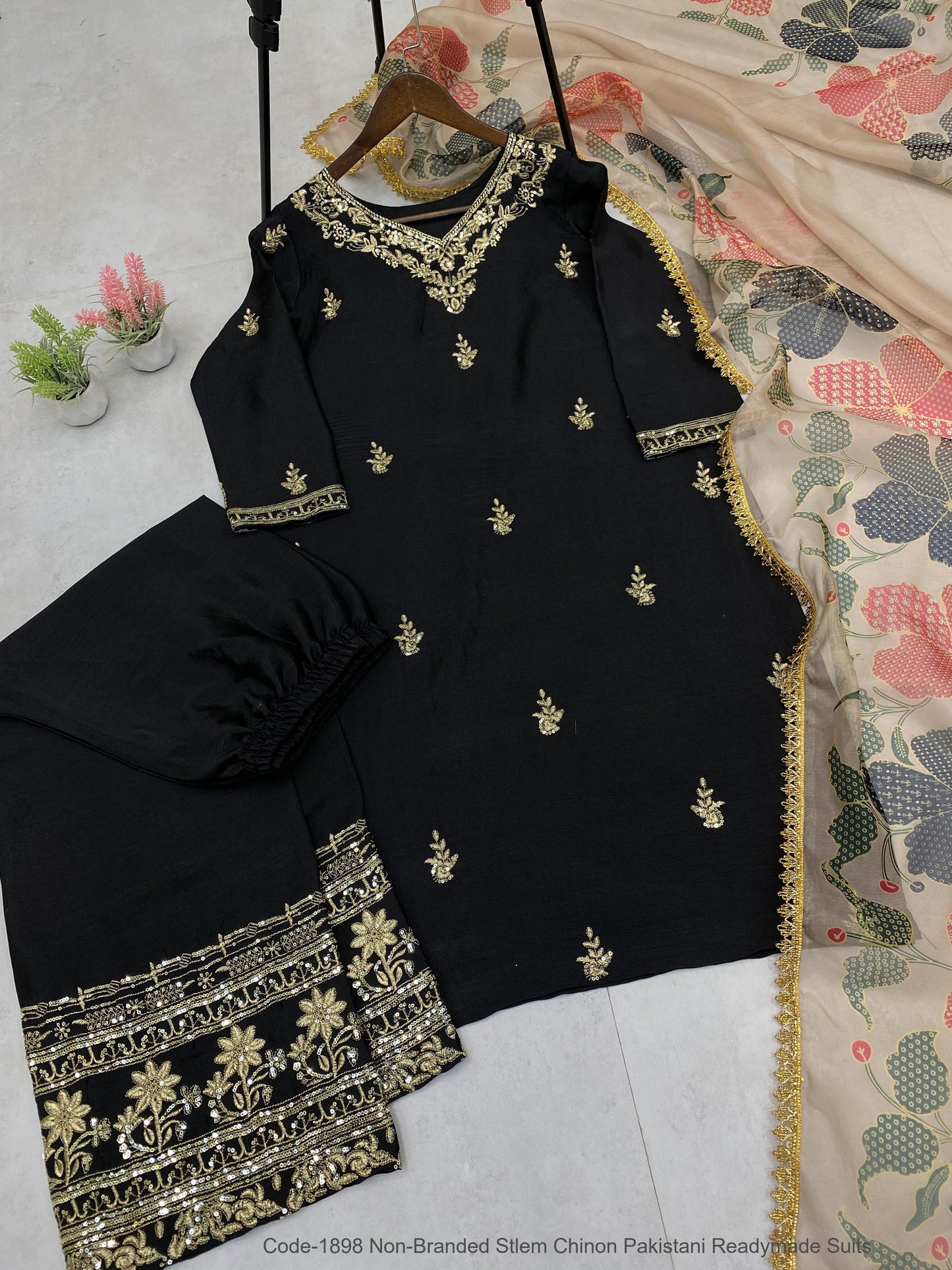 Code-1898 Non-Branded Stlem Chinon Pakistani Readymade Suits