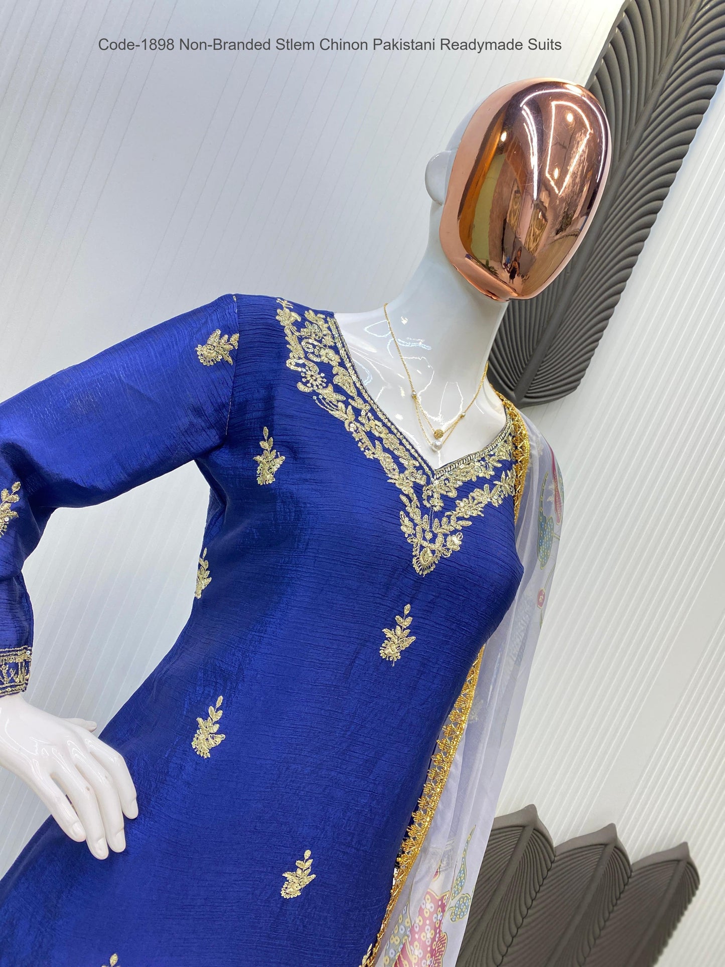 Code-1898 Non-Branded Stlem Chinon Pakistani Readymade Suits
