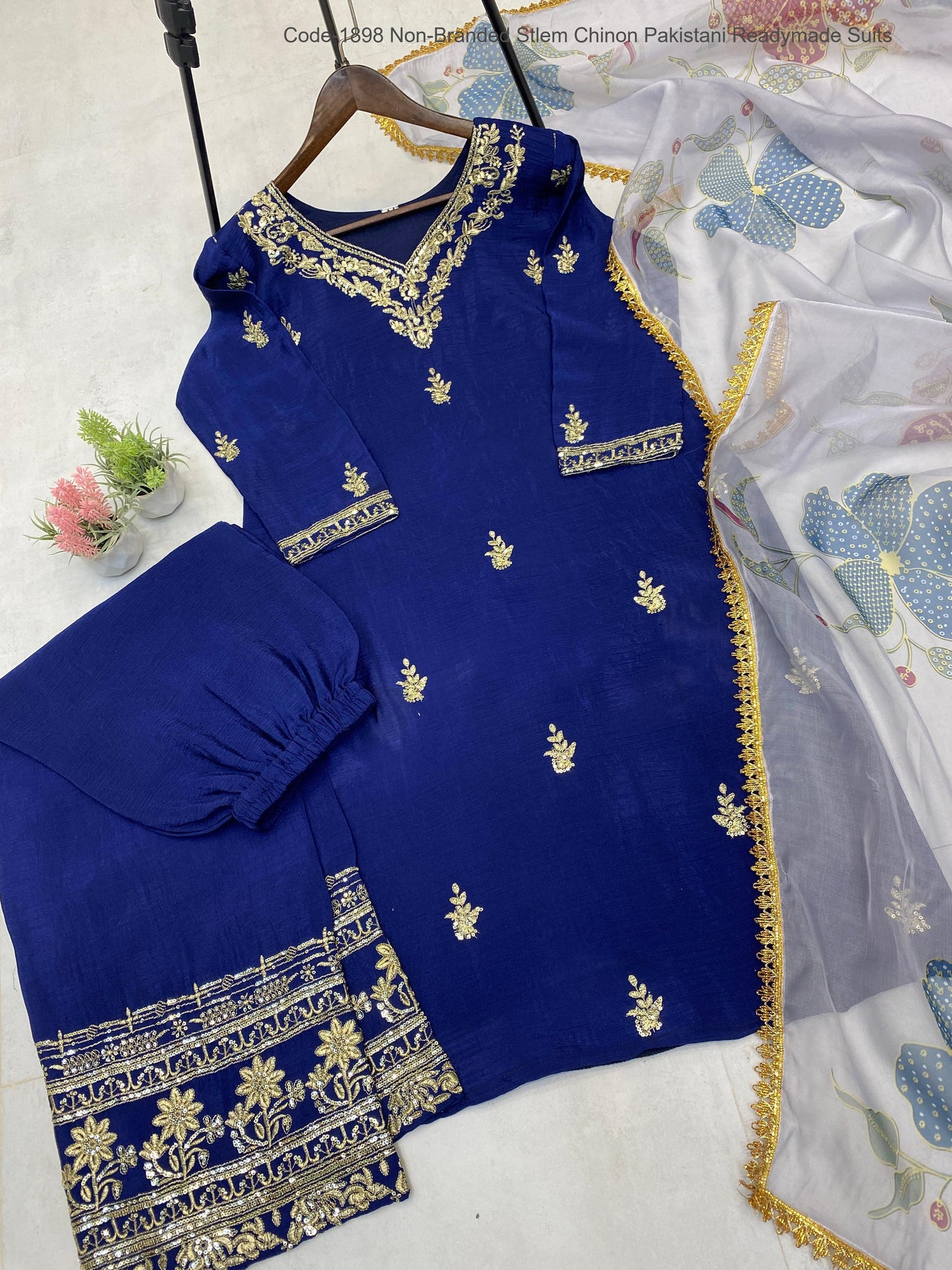 Code-1898 Non-Branded Stlem Chinon Pakistani Readymade Suits