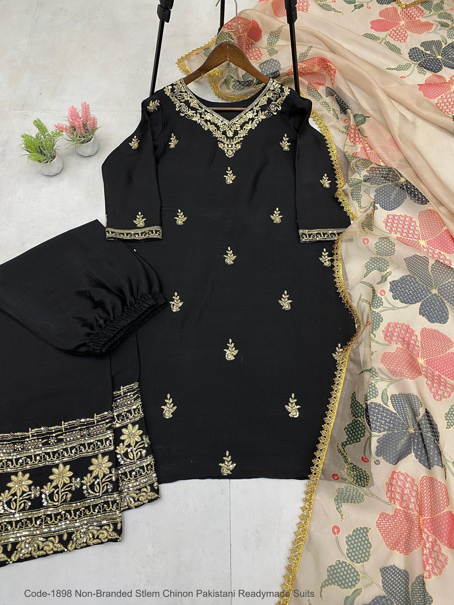 Code-1898 Non-Branded Stlem Chinon Pakistani Readymade Suits