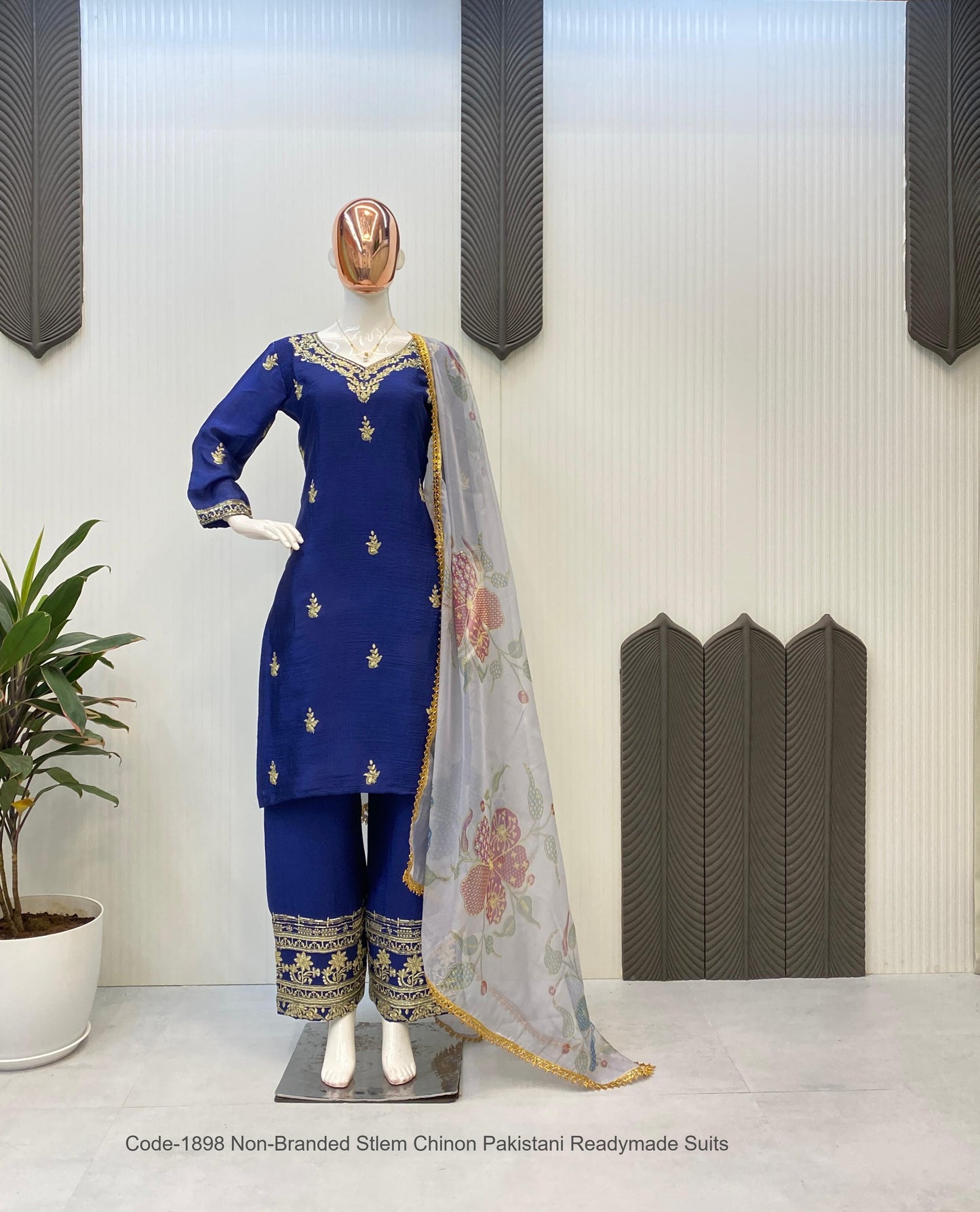 Code-1898 Non-Branded Stlem Chinon Pakistani Readymade Suits