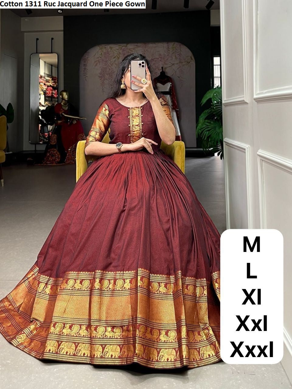 Cotton 1311 Ruc Jacquard One Piece Gown