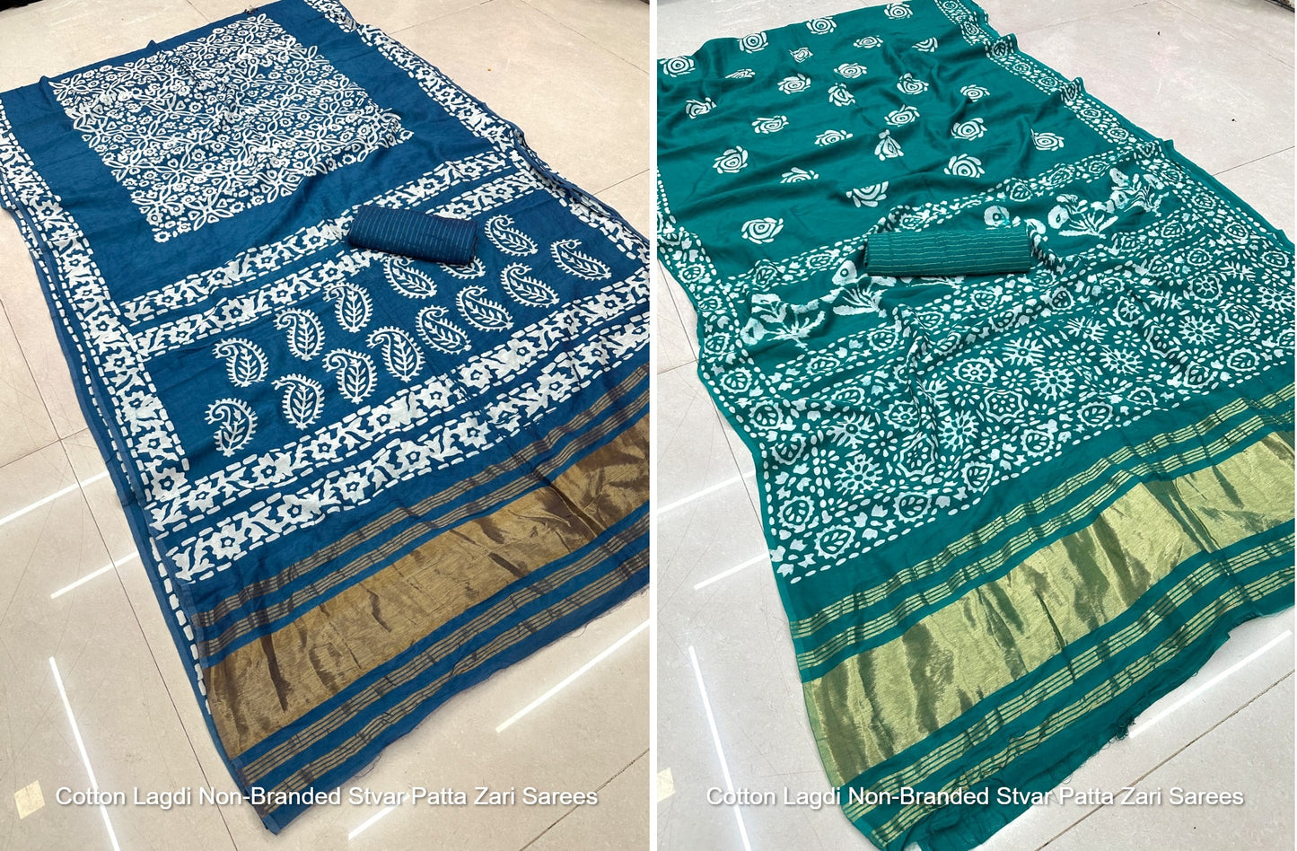 Cotton Lagdi Non-Branded Stvar Patta Zari Sarees