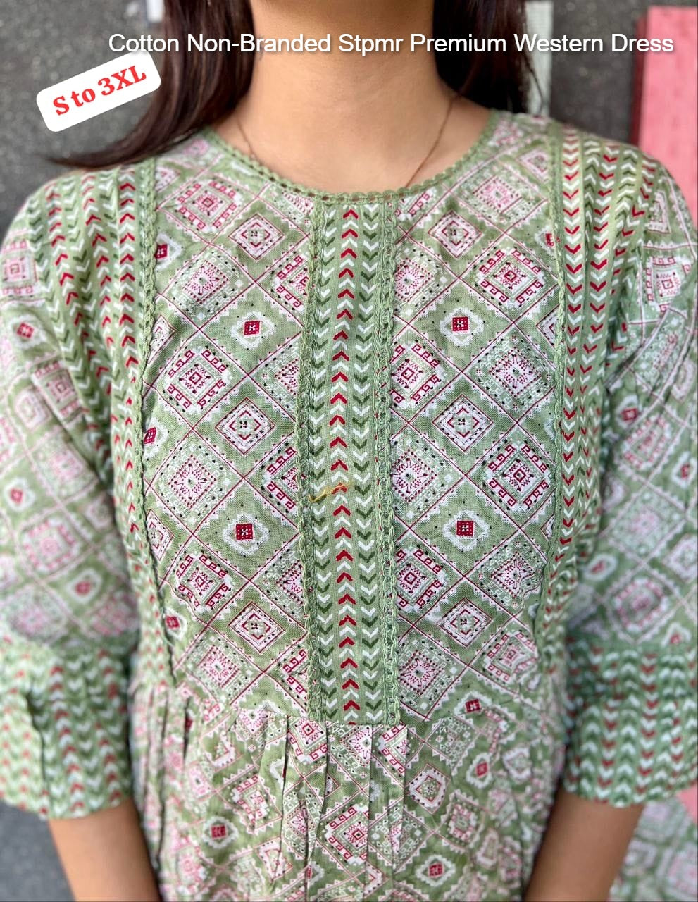 Cotton Non-Branded Stpmr Premium Western Dress