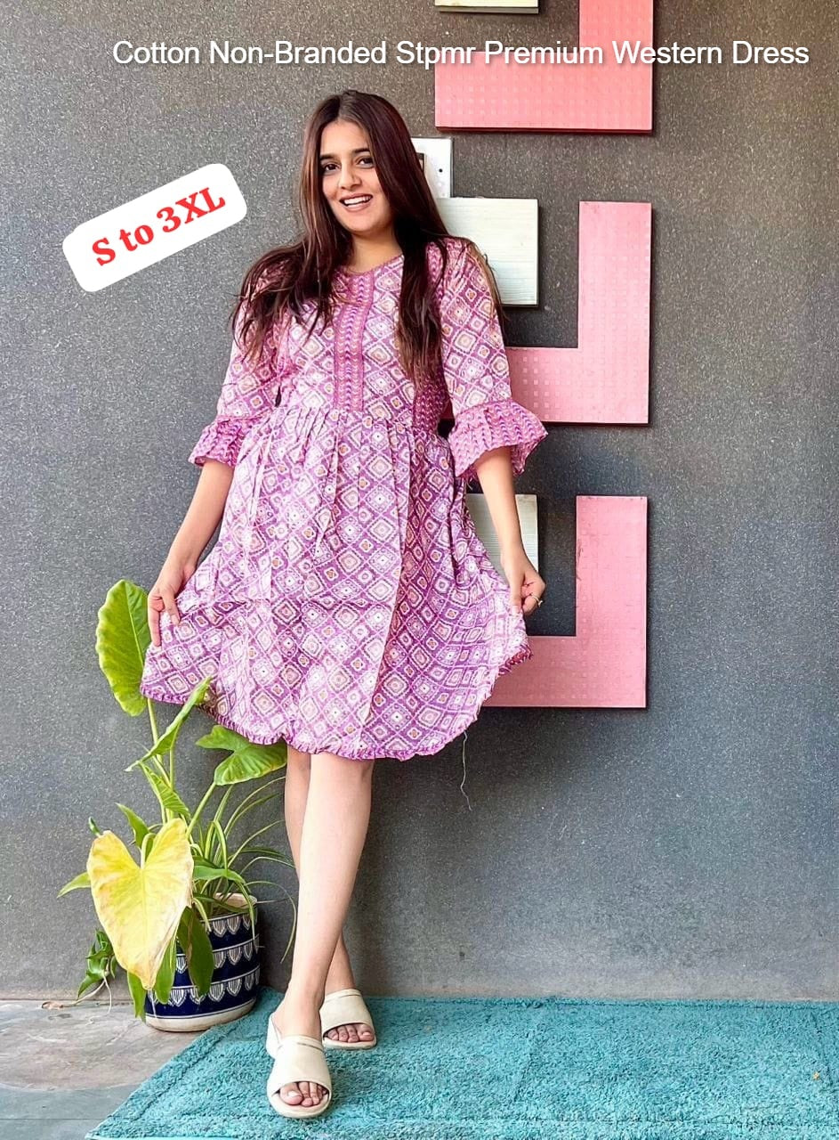 Cotton Non-Branded Stpmr Premium Western Dress